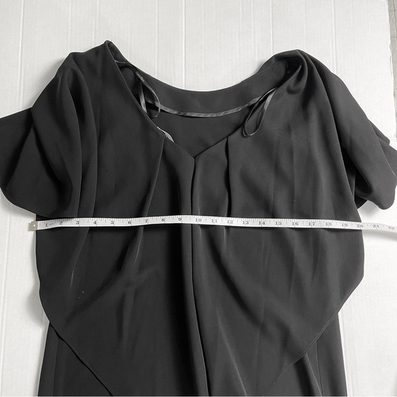 CALVIN KLEIN Women's Black Cap-Sleeve Shift Dress Cascading Sleeves - Size 6 - Picture 7 of 10